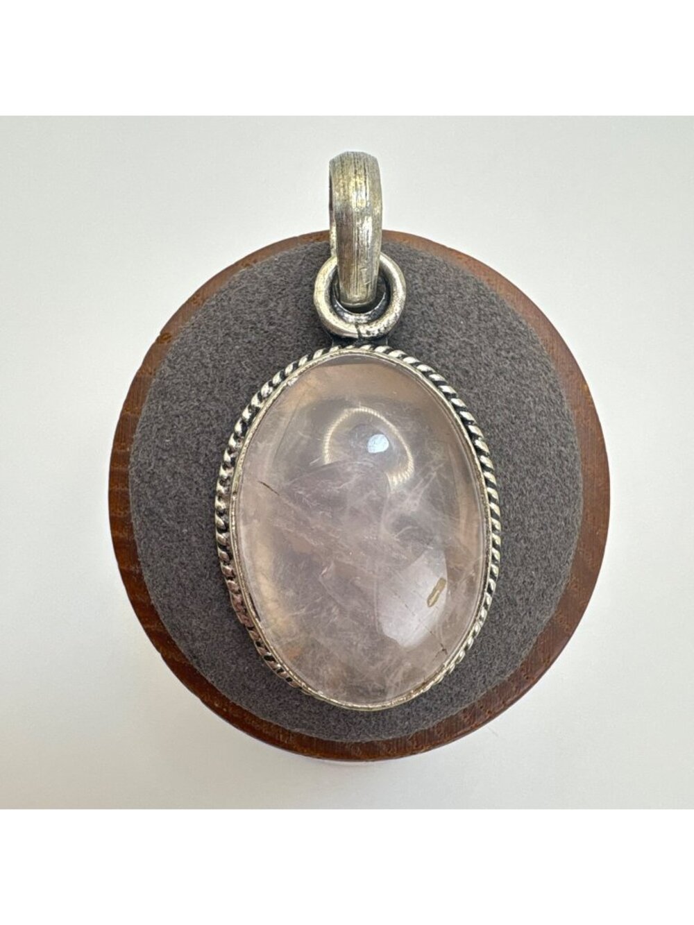 Quartz Cabochon Bezel Set Statement Pendant 925 Sterling Silver 1.75" Length